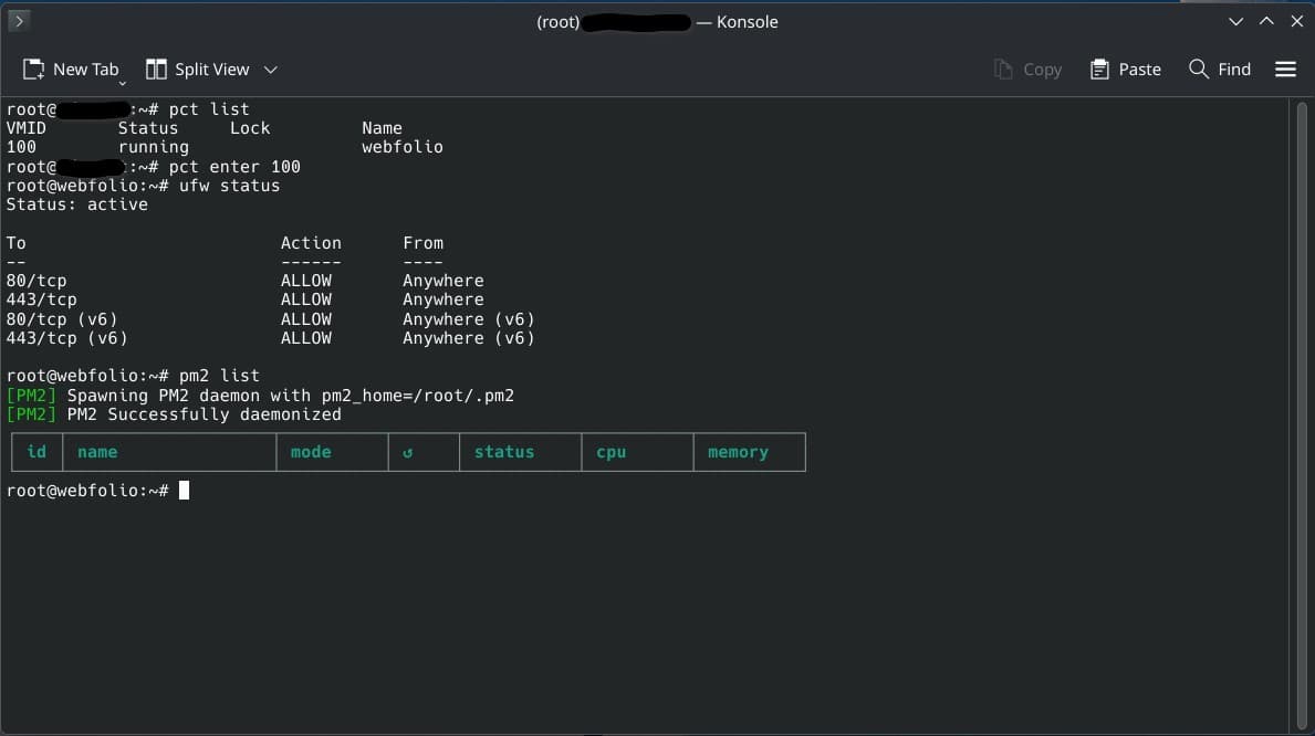Terminal session